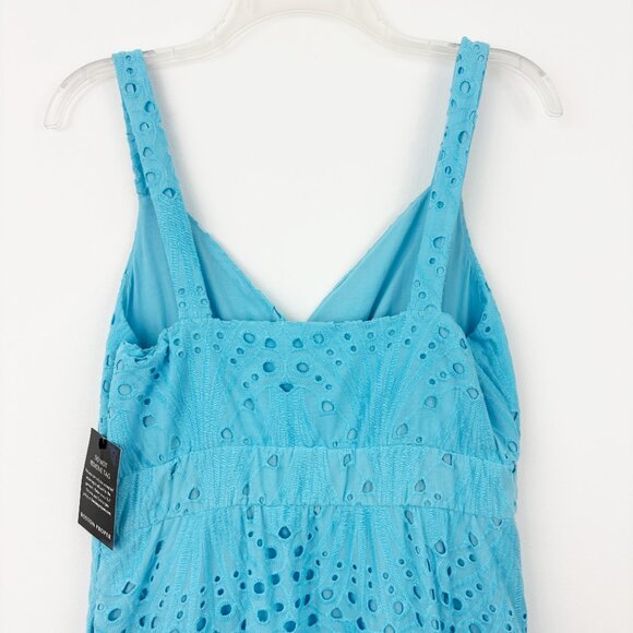 NWT Boston Proper Eyelet Surplice Ankle Length Dress Size 8 Blue Topaz Cotton - Picture 5 of 10